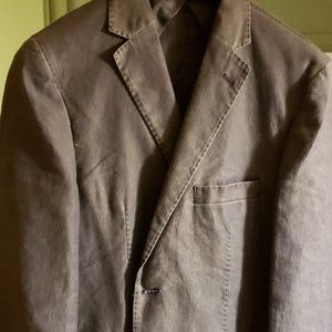 Blue linen cotton blend casual sportcoat